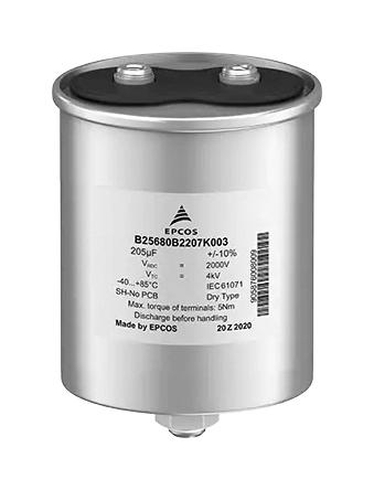 EPCOS B25690A1507K101 Capacitor, Film, 500Uf, 1.1Kdc, Screw