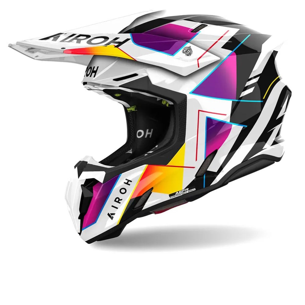 Airoh Twist 3 Rainbow White Purple Offroad Helmet Size XL