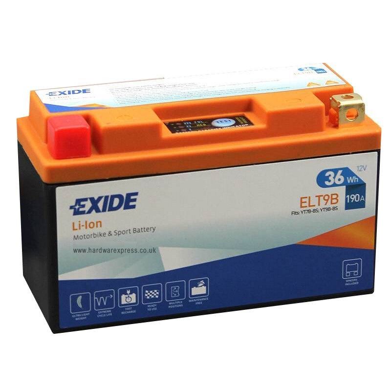 EXIDE ELT9B Lithium-ion Motorcycle Battery Size
