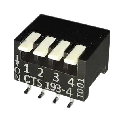 Cts 193-4Msr Dip Switch, 0.1A, 50Vdc, 4Pos, Smd