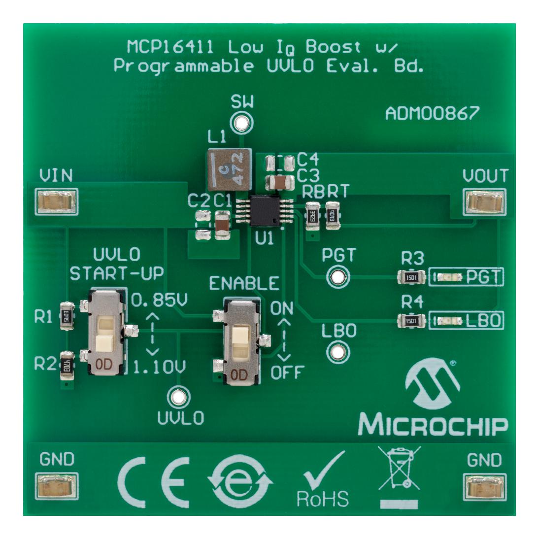 Microchip Technology Technology Adm00867 Eval Board, Synchronous Boost Converter