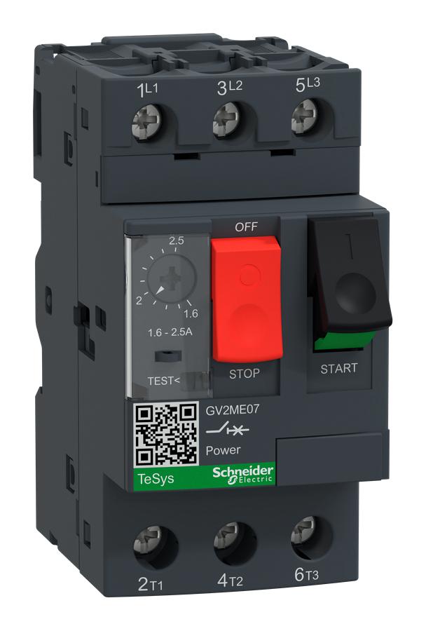 Schneider Electric Gv2Me07 Circuit Breaker, 3 Pole, 2.5A