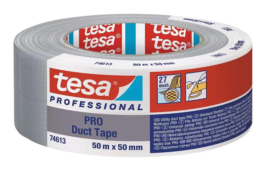 Tesa 74613, Grey, 50M X 50mm Tape, Duct, 50mm X 50M, Grey