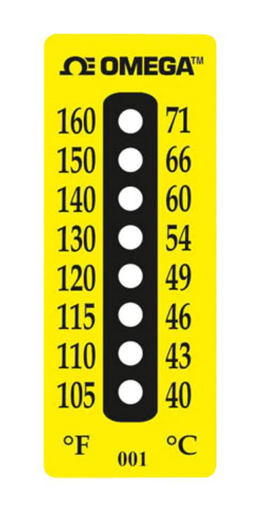 Omega Tl-E-170-50. Label, 8-Dot Temp, Non-Reversible, Pk50