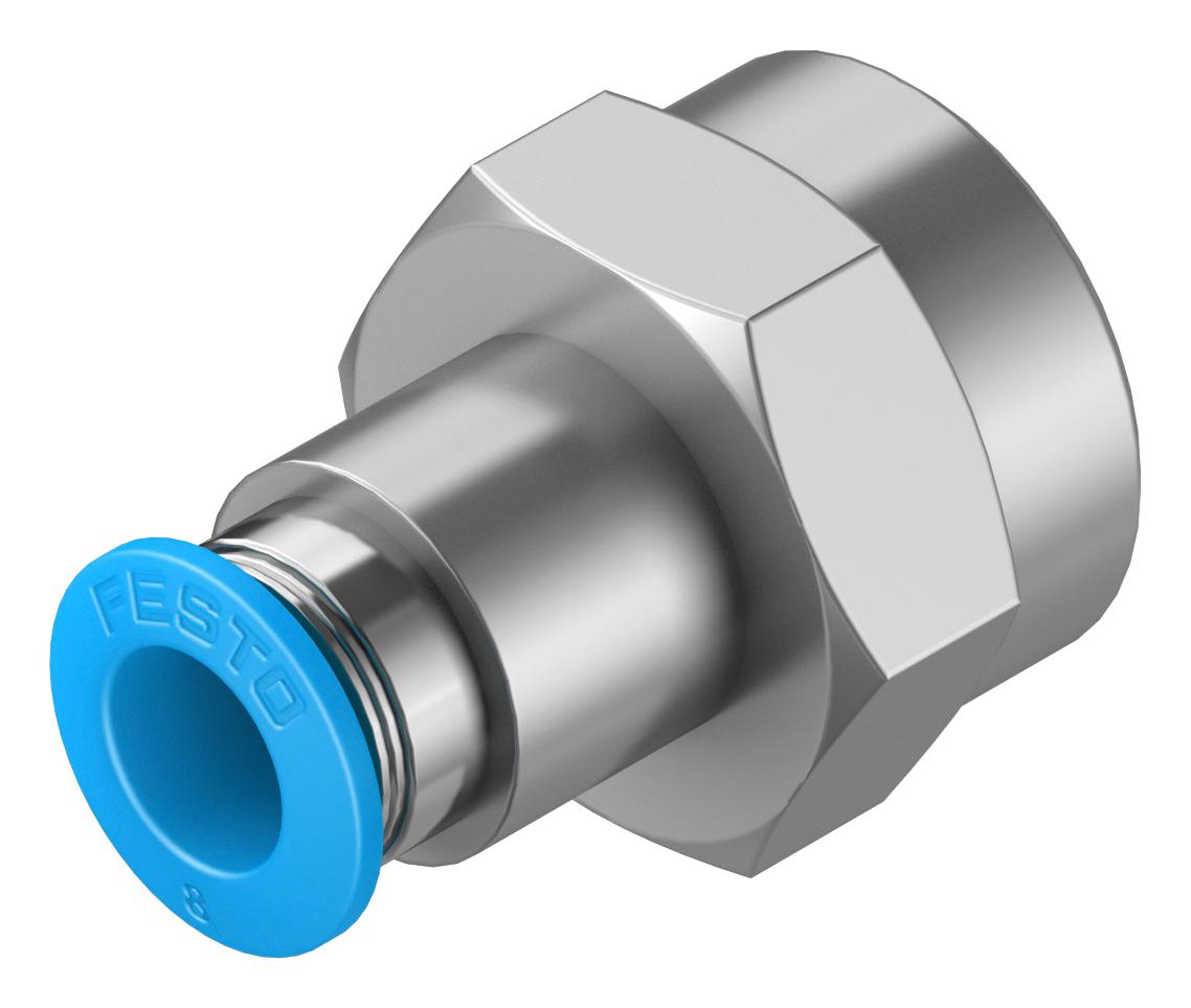 Festo Qsf-3/8-8-B Push-In Fitting, 8mm, G3/8, 13.7mm