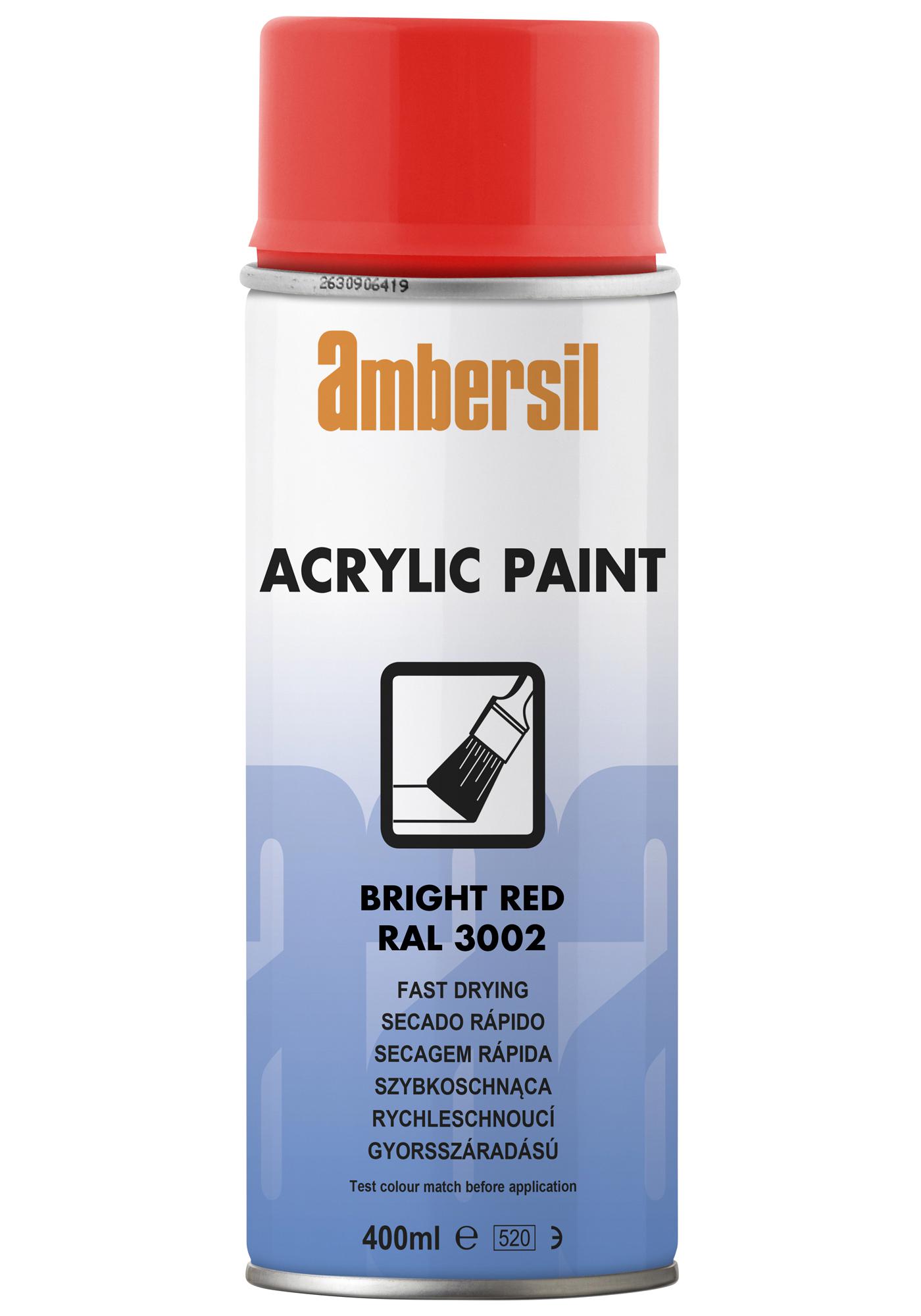 Ambersil Acrylic Paint, Red Ral 3002, 400Ml Conformal Coating, Aerosol, Red, 400Ml