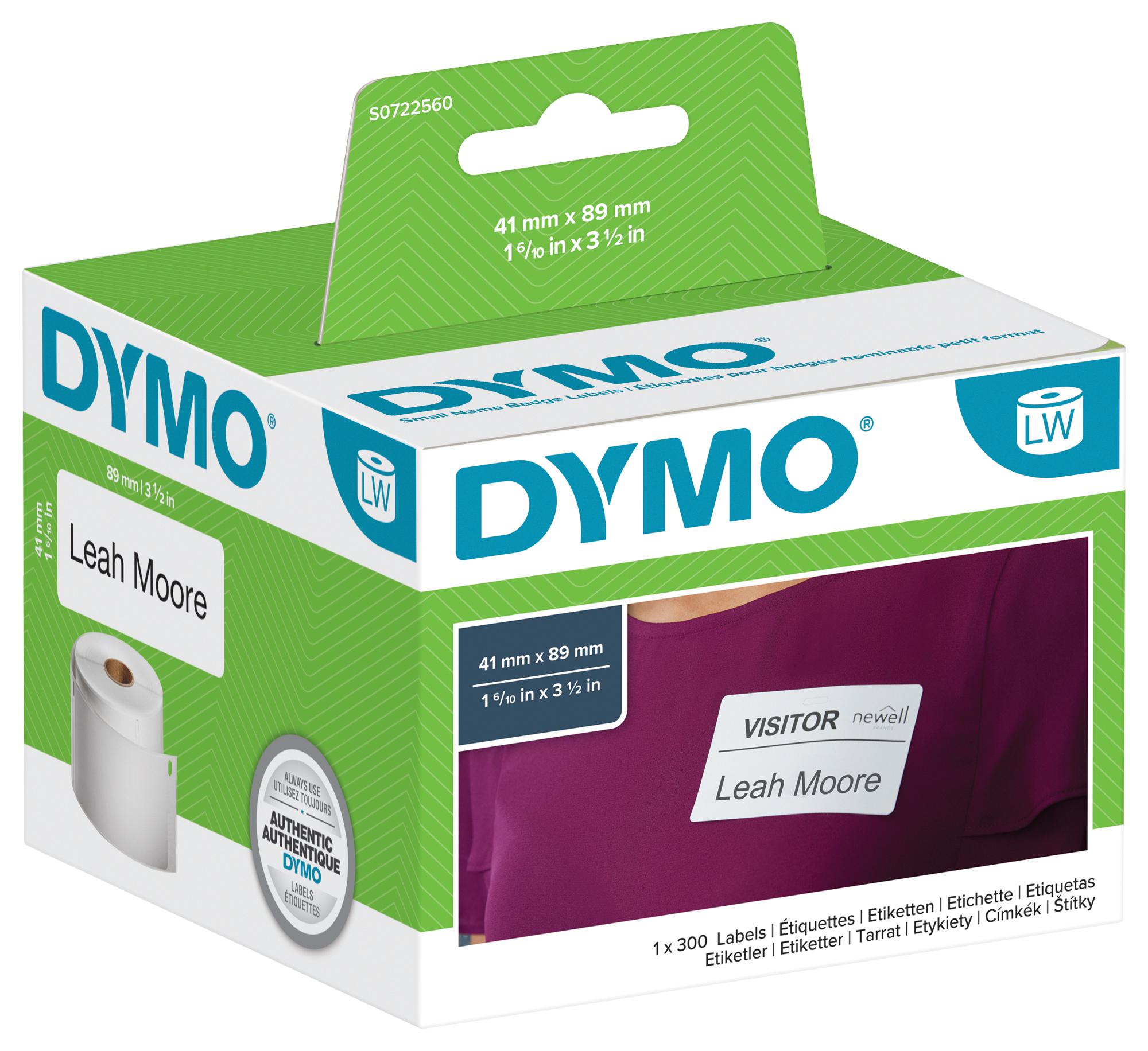 Dymo S0722560 Lw Small Name Badge Labels White