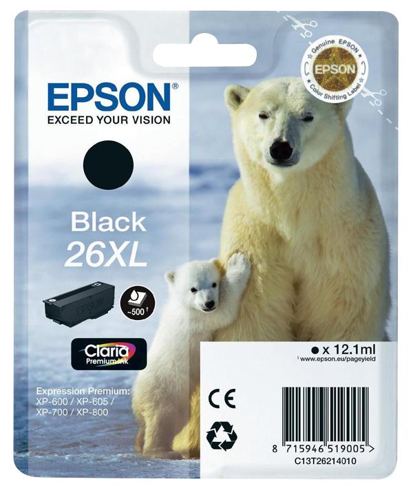 Epson C13T26214010 Ink Cartridge, T2621, Black Xl, Epson