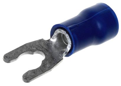 Amp Connectors / Te Connectivity 52955-1 Terminal, Spade/fork, #6, Crimp, Blue