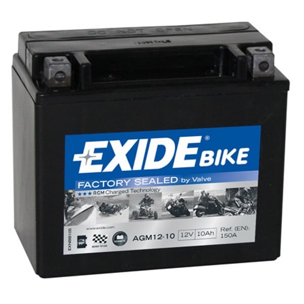 Exide AGM12-10 Maintenance free Motorcycle Battery Size