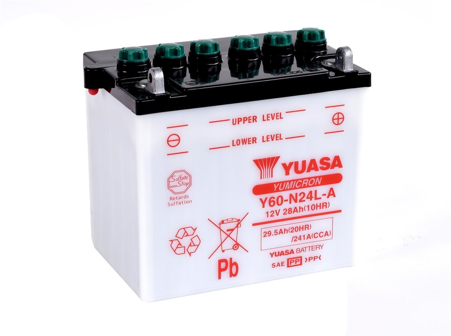 Yuasa Y60-N24L-A Conventional Motorcycle Battery Size