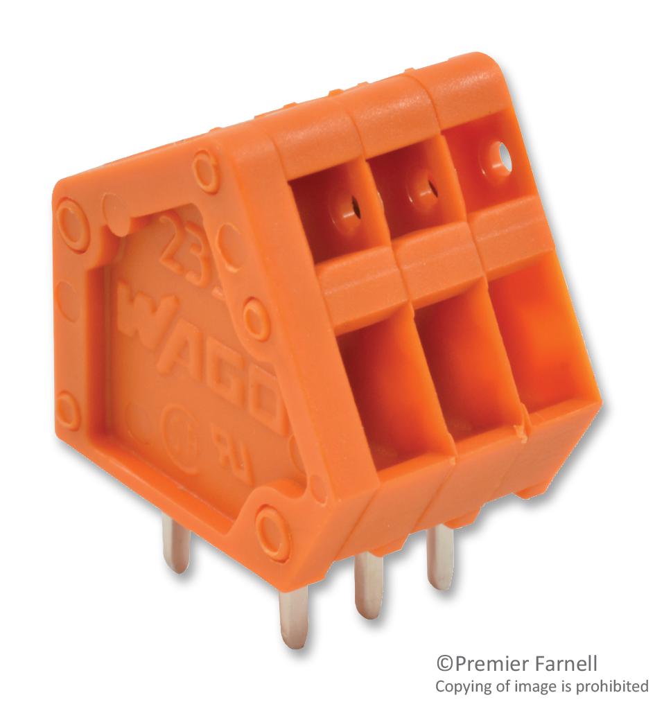 WAGO 233-403 Terminal Block, Pcb, 3 Position, 28-20Awg