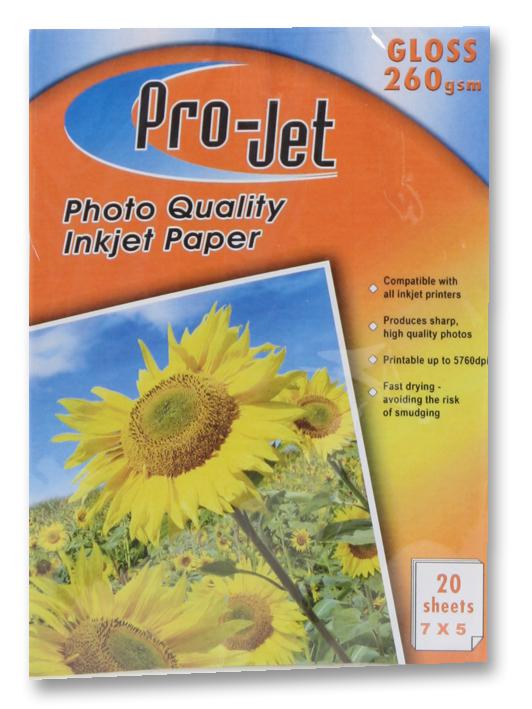 Projet Projet G2607520 Paper, Photo, 7X5, Gloss, 260G, X20,pk20