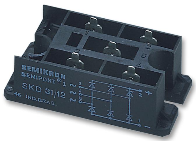 Semikron Skd31/12 Bridge Rectifier, 30A, 1200V, 3Ph