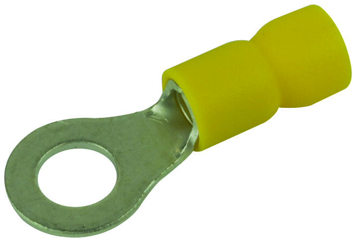 Multicomp Pro Mc29564 Terminal, Ring Tongue 1/4In Crimp Yellow