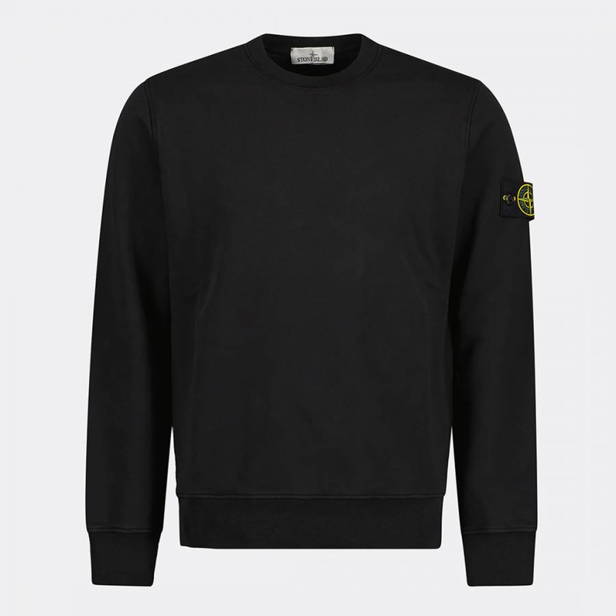 Black Cotton Fleece Sweatshirt