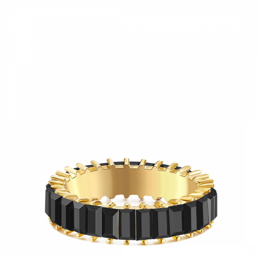 Yellow Gold Ring With Black Crystals