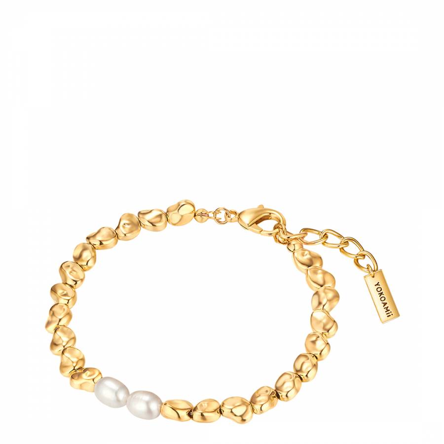 Yellow Gold Shell Pearl White Bracelet