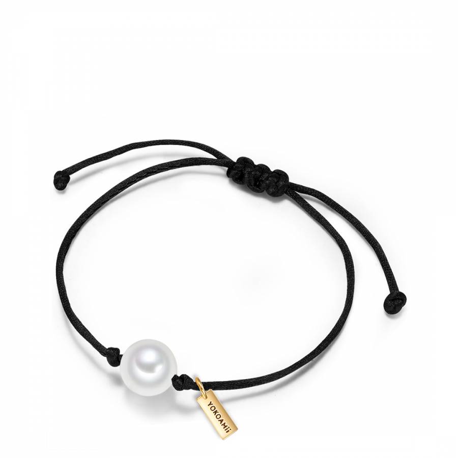 Textile (Black) Shell Pearl White Bracelet