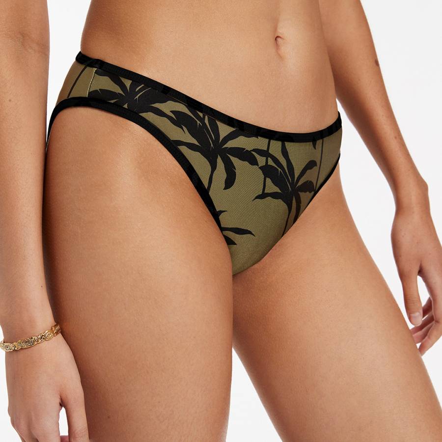 Green Palme Trim Hipster Bikini Bottom