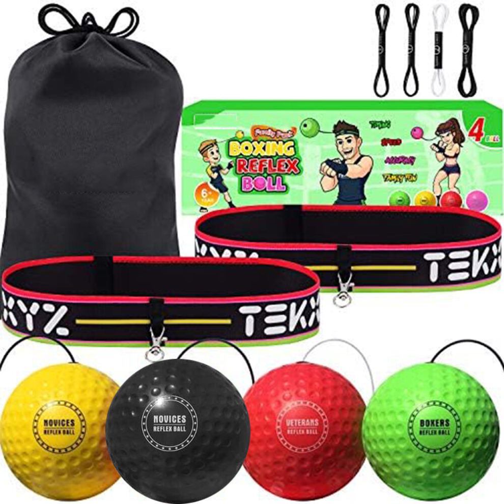 Reflex Ball Family Pack 4 Different Boxing Training Ball with Headband