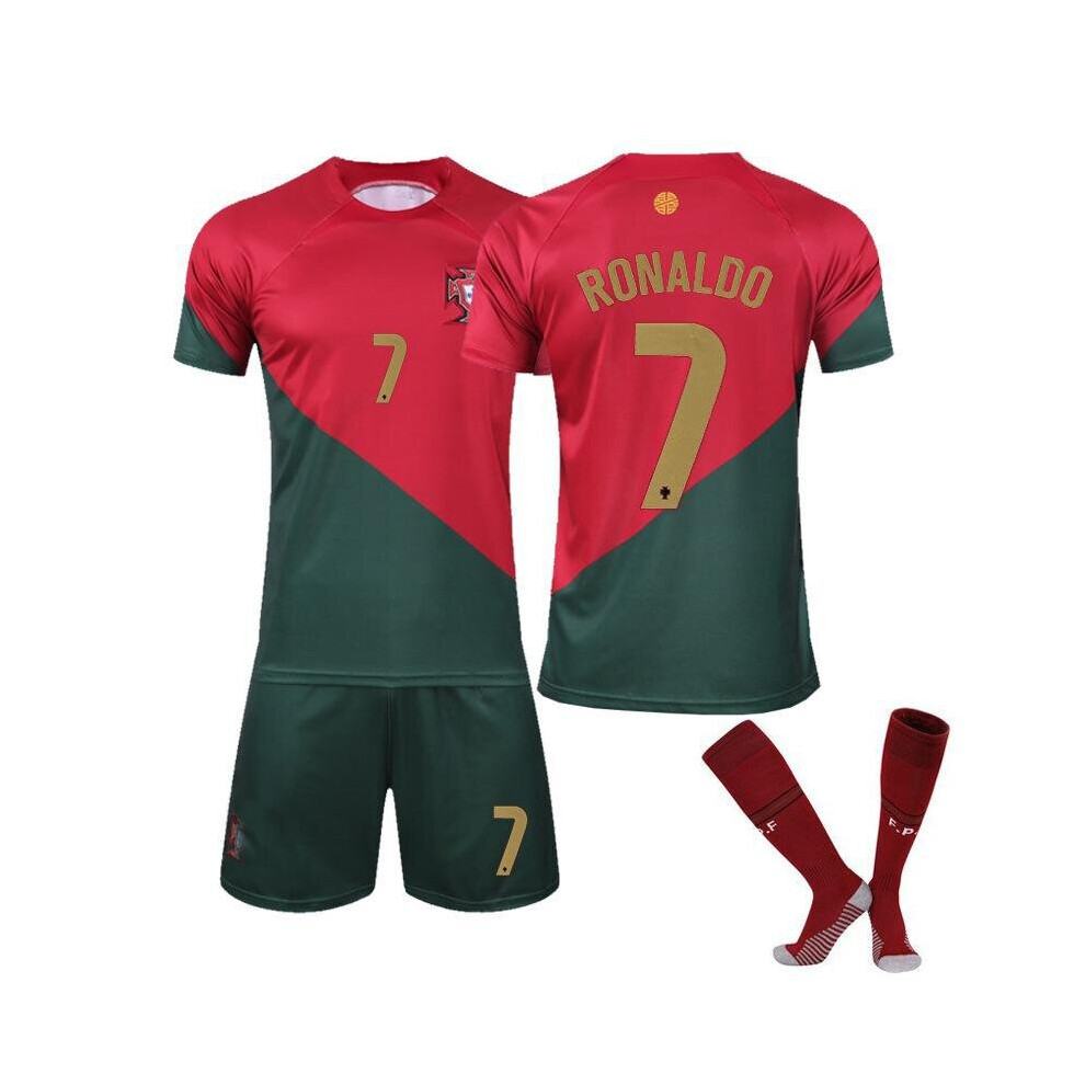 (RONALDO 7/red, Kids 26(140-150CM)) 22-23 Portugal Home and Away World Cup Soccer JerseyWith Socks