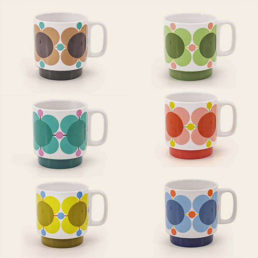 Set of 6 Atomic Flower Stackable Mugs
