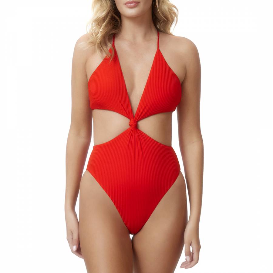 Red Knot Cutout Swimsuit