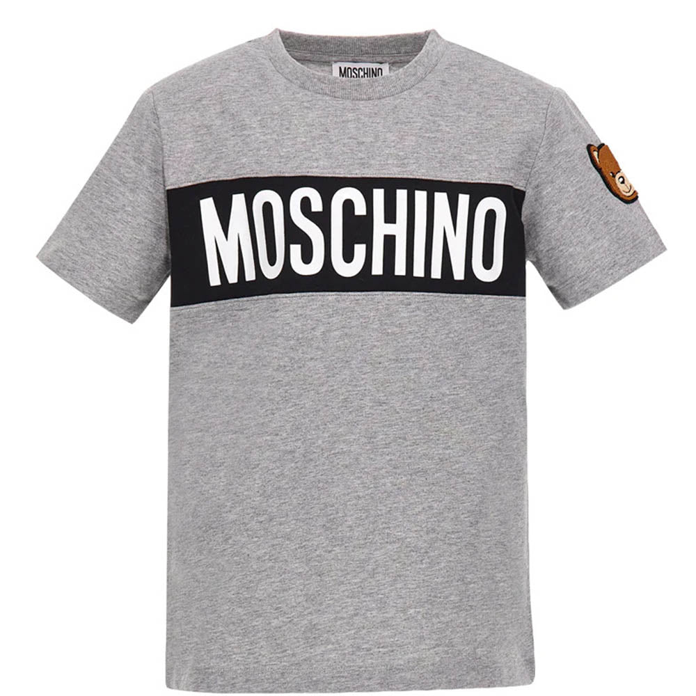 Moschino Boys Logo Print T-shirt in Grey 12Y