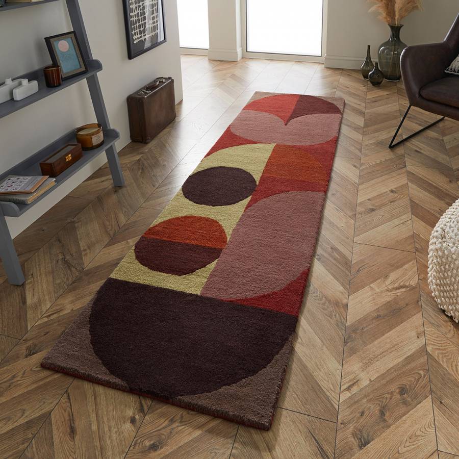 Decor Cosmo Red Pale Green Runner Rug 67x230cm