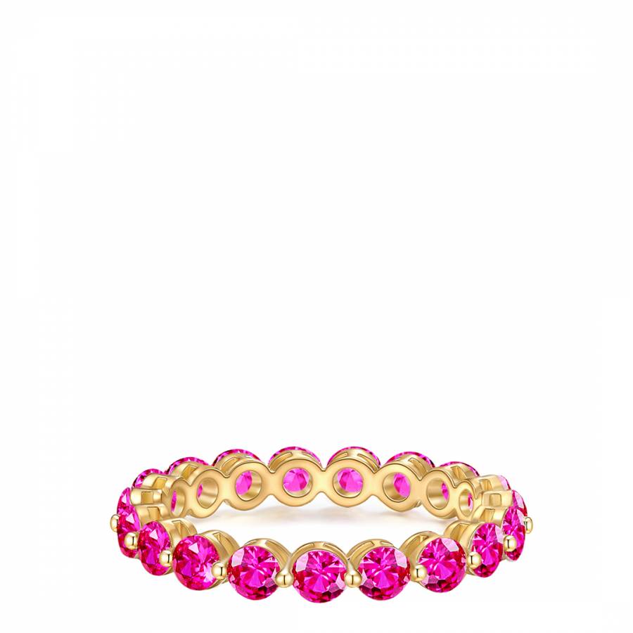 Yellow Gold Ring With Pink Crystals