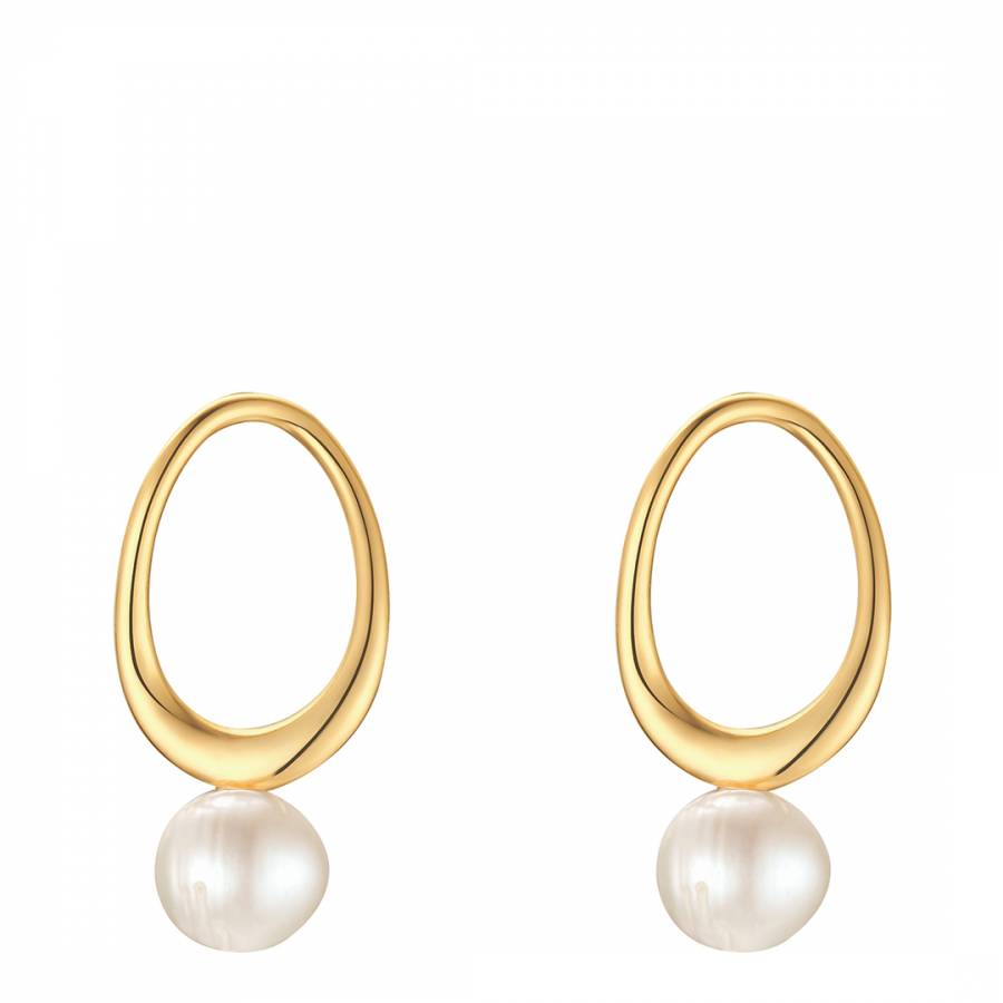 Yellow Gold Freshwater Cultured Pearl Drop Earring