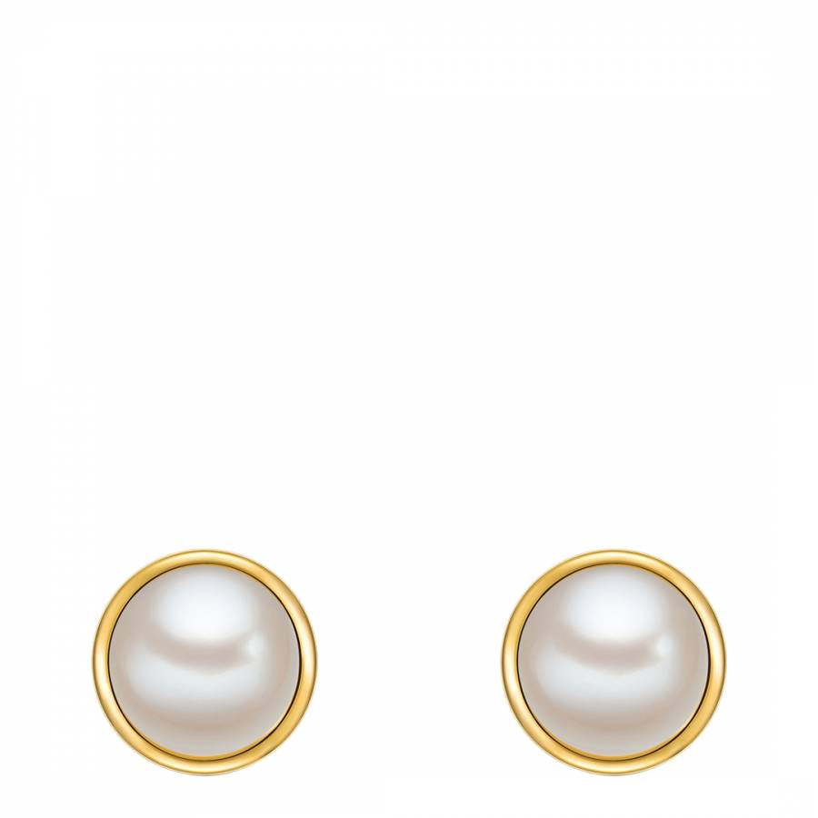 Yellow Gold Freshwater Cultured Pearl Stud Earring