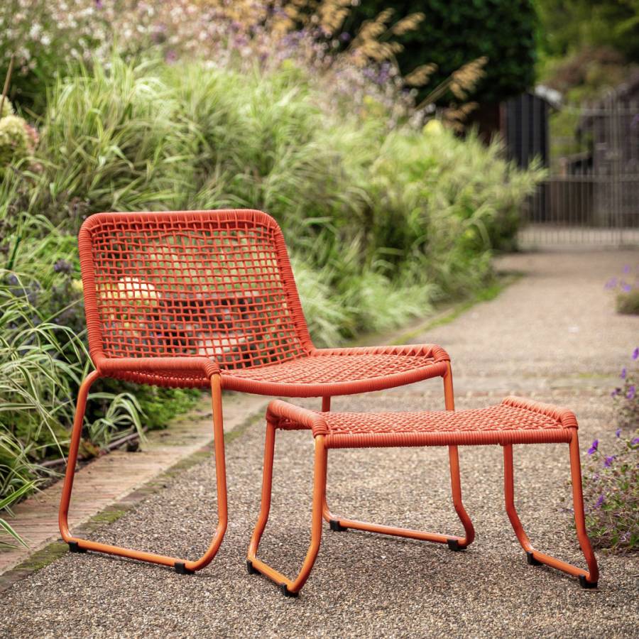 Aikins Lounge Chair with Footstool Orange