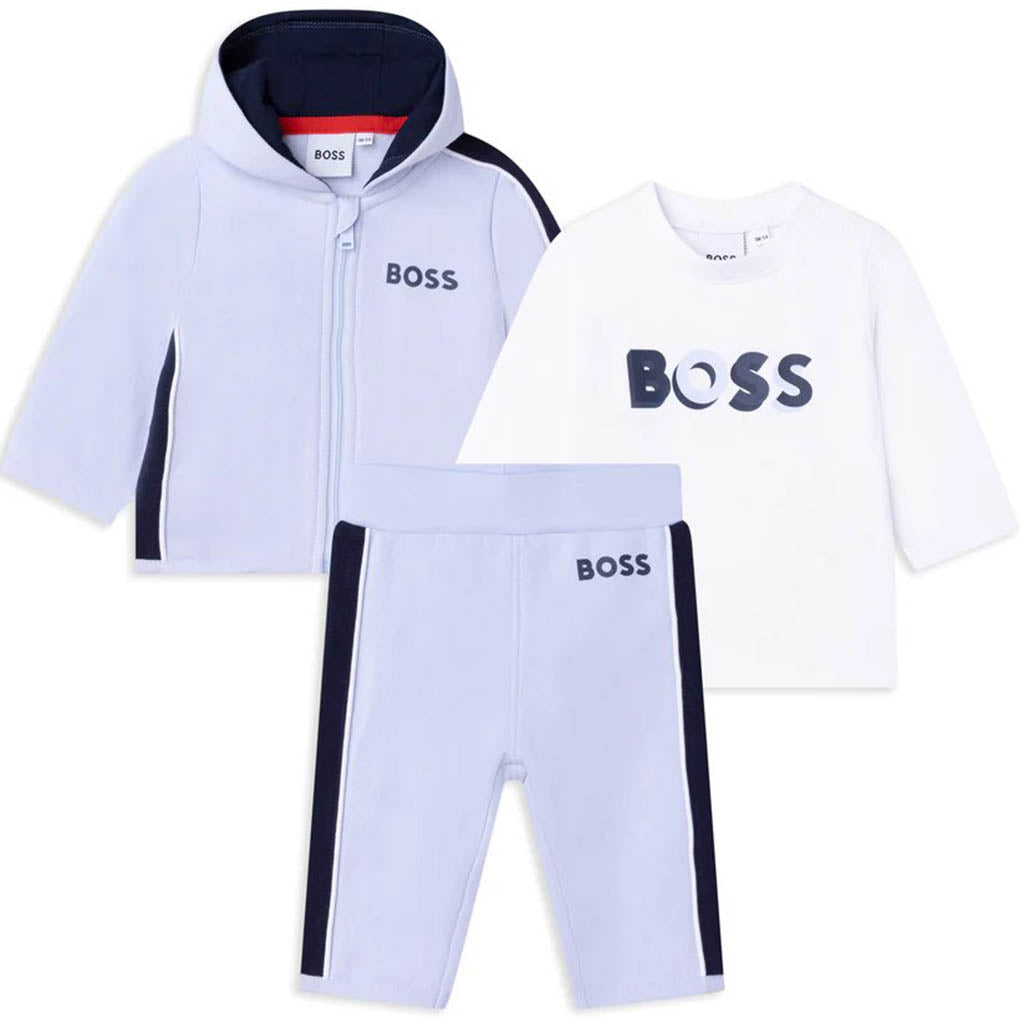 Boss Baby Boys Tracksuit & T-shirt Set in Blue and White 12M