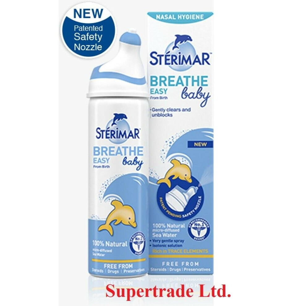 3 X Sterimar Breathe Easy Baby Nasal Hygiene Spray 100% Natural Sea Water - 50ml