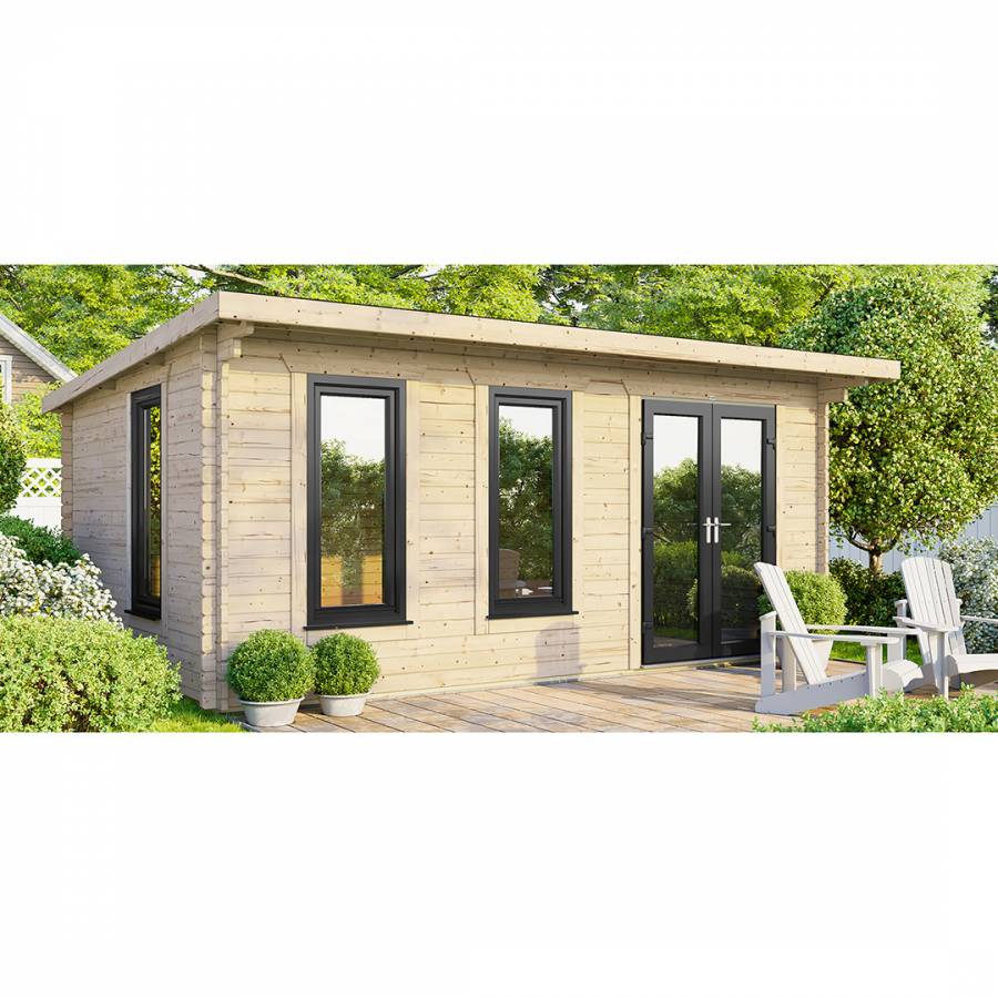 SAVE £1270 18x10 Power Pent Log Cabin Doors to the Right  -  44mm