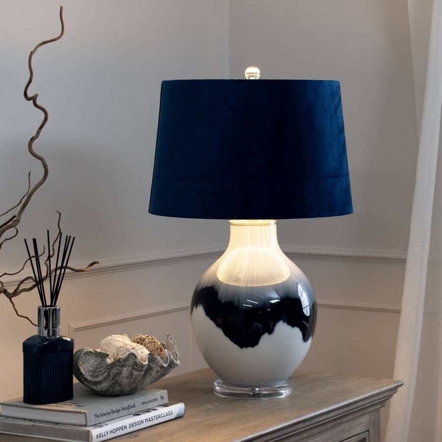 Ice Shadows Table Lamp With Navy Blue Lampshade
