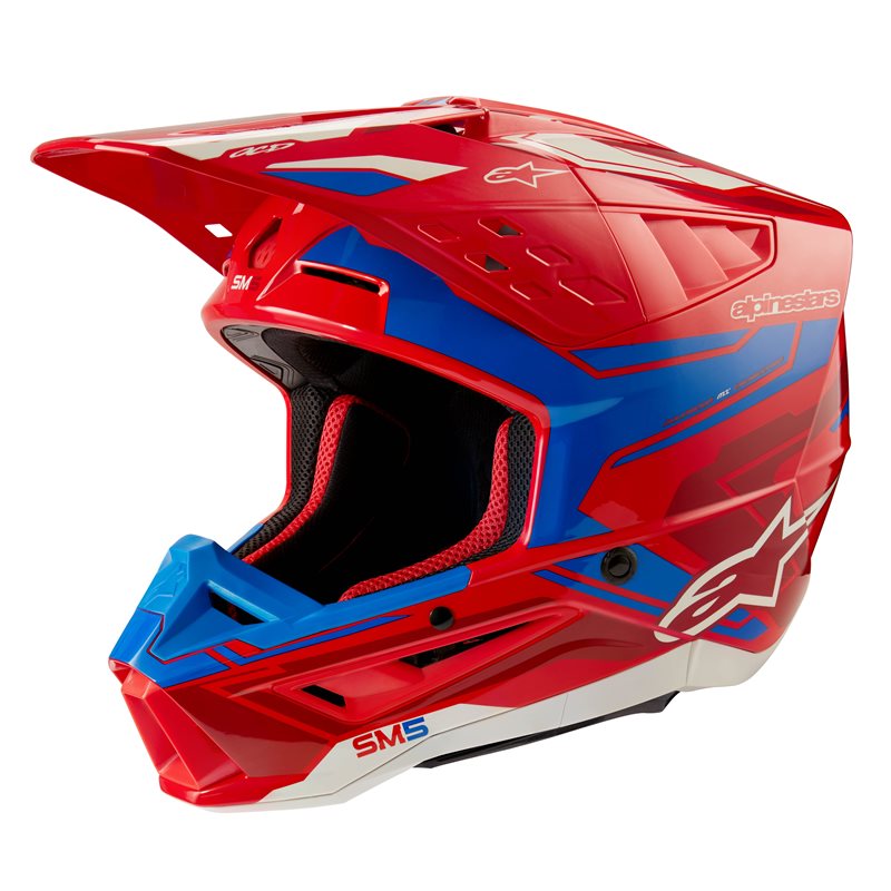 Alpinestars S-M5 Action 2 Helmet Ece 22.06 Bright Red Blue Glossy Size L