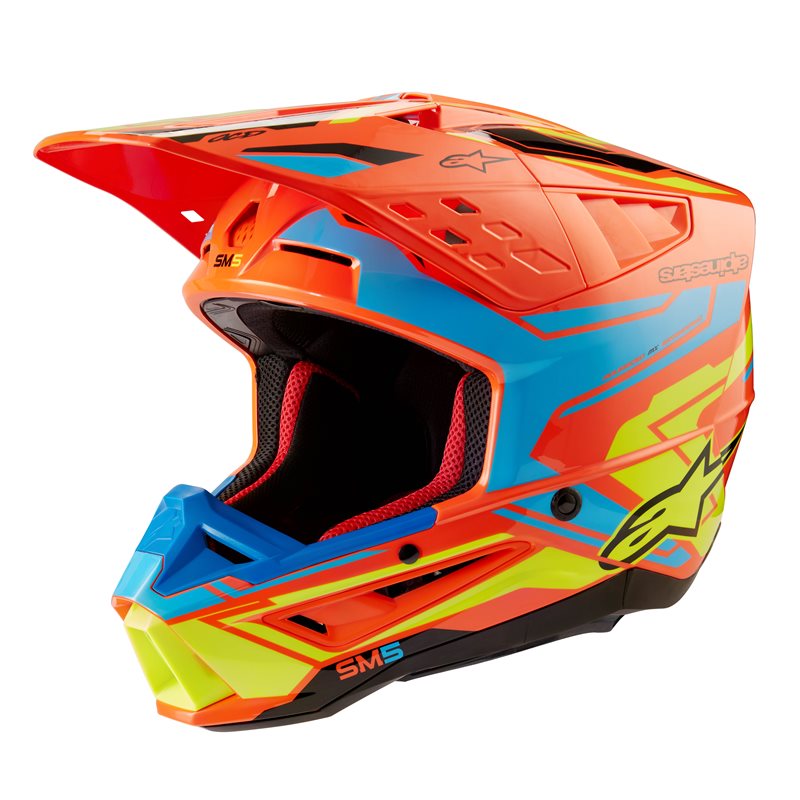 Alpinestars S-M5 Action 2 Helmet Ece 22.06 Orange Fluo Cyan Yellow Fluo G Size L