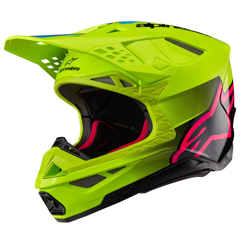 Alpinestars Supertech S-M10 Unite Helmet Ece 22.06 Yellow Fluo Black Diva Pink Gl Size L