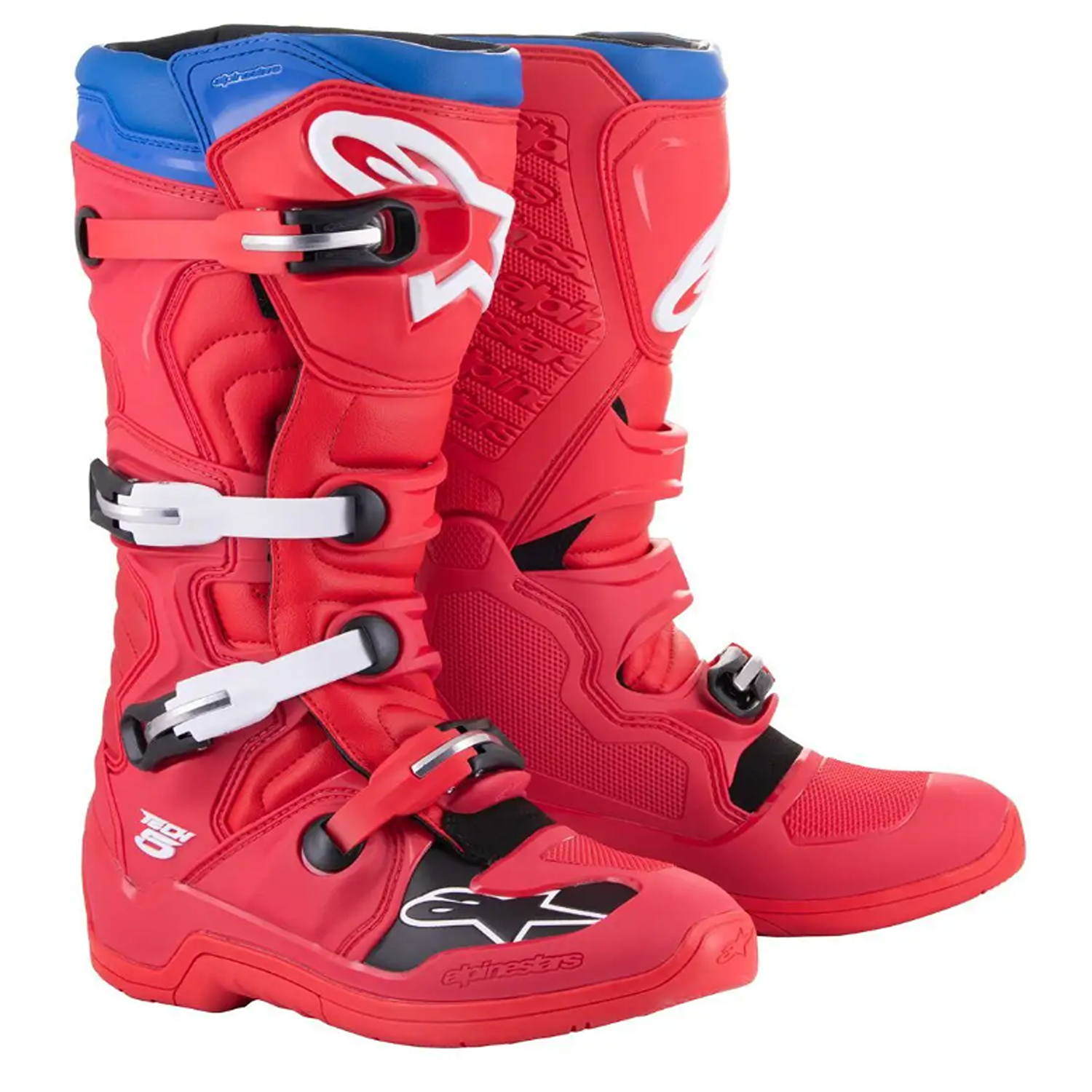 Alpinestars Tech 5 Boots Bright Red Dark Red Blue Size US 5