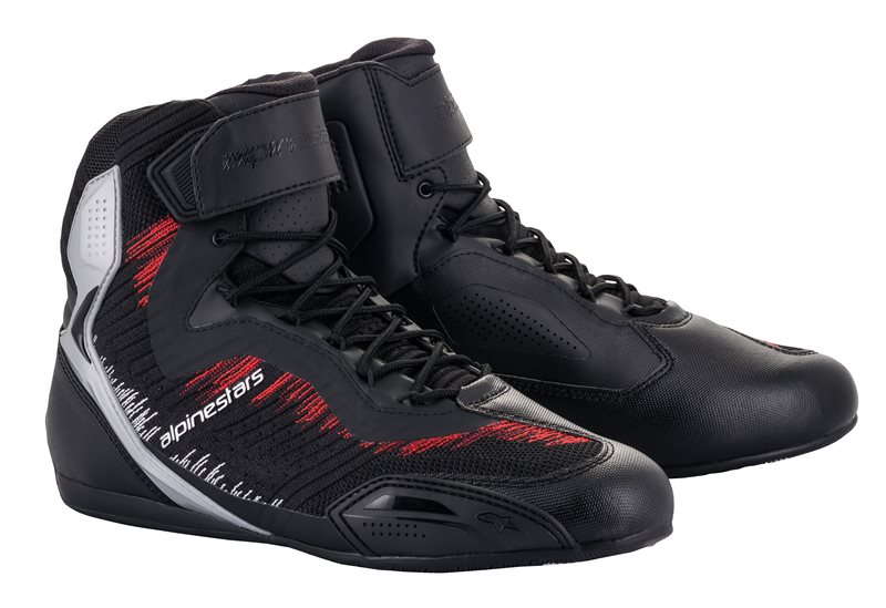 Alpinestars Faster-3 Rideknit Black Silver Bright Red Shoes Size US 7