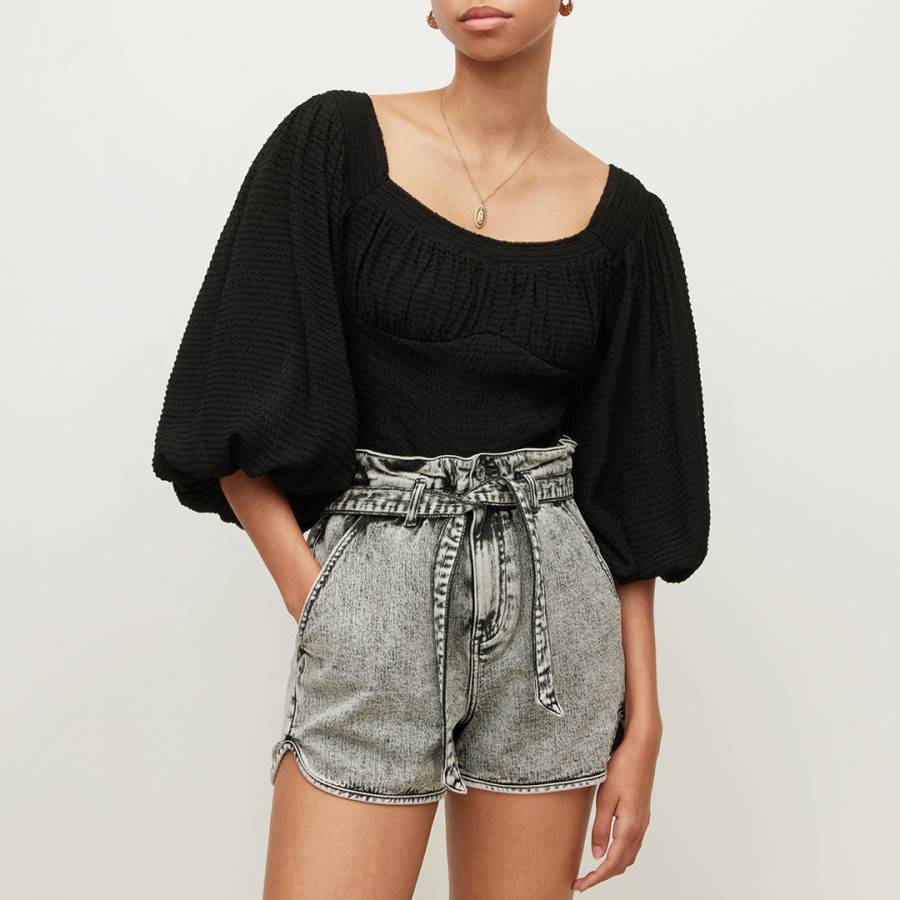 Black Tia Puff Sleeve Top