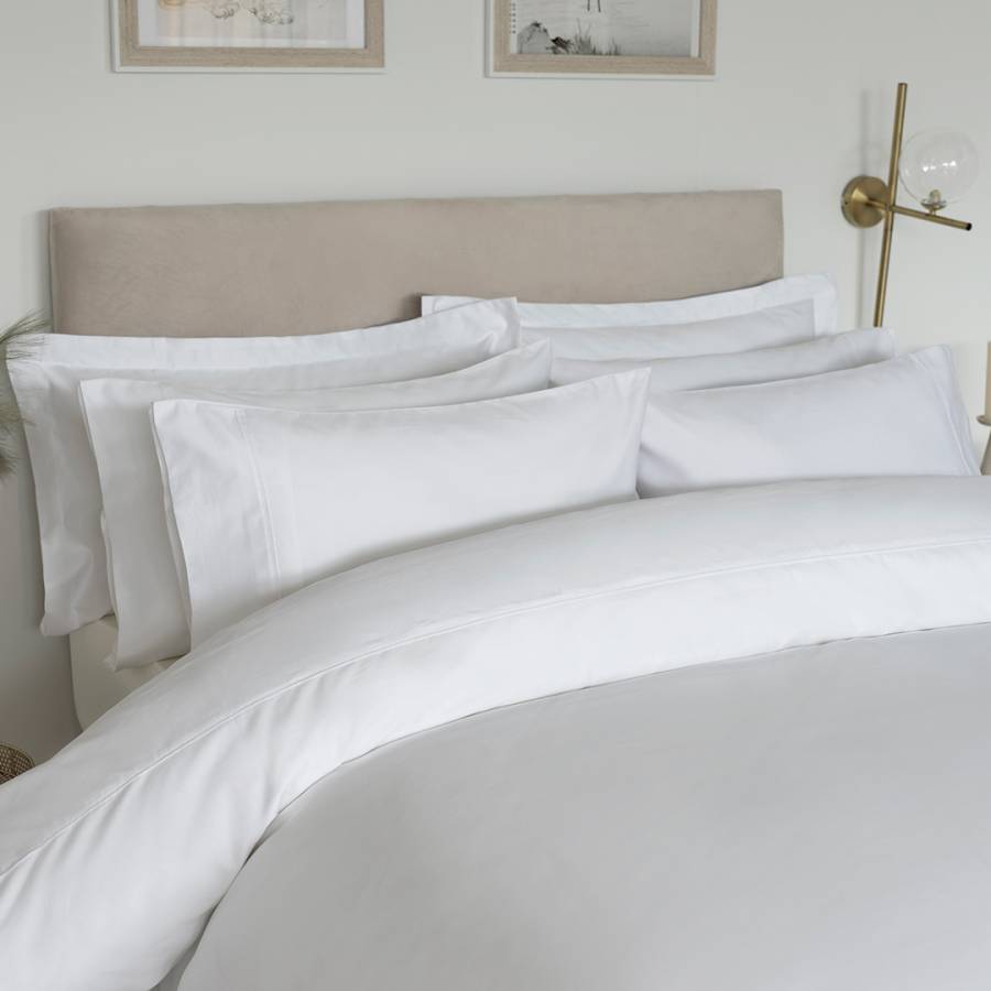 800TC Cotton Sateen Double Fitted Sheet White