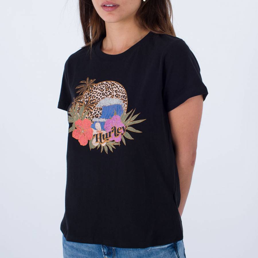 Black Leopard Cotton T-Shirt