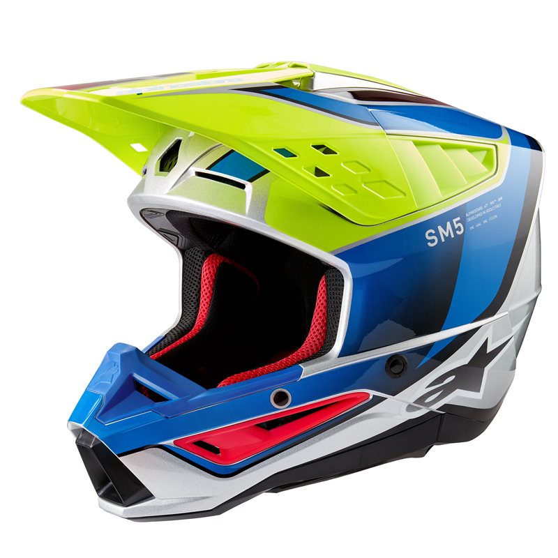 Alpinestars S-M5 Sail Helmet Ece 22.06 Yellow Fluo Enamel Blue Silv G Size L