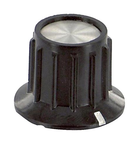 Alcoswitch / Te Connectivity Pka70B1/4 Ribbed Knob, Phenolic, Black, 24.9mm