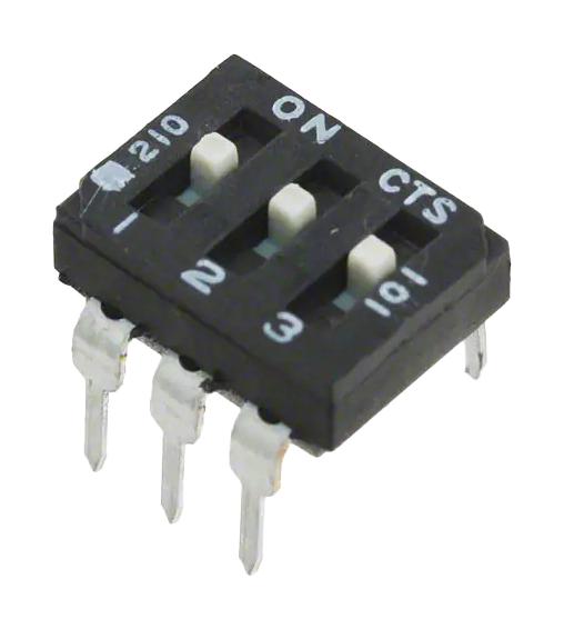 Cts 210-3Ms Dip Switch, 0.1A, 50Vdc, 3Pos, Tht