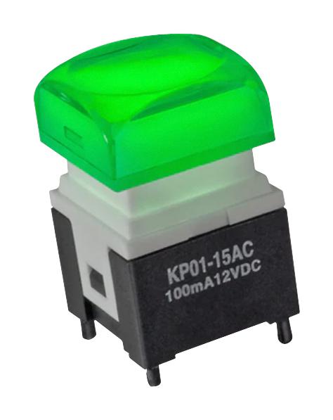 NKK Switches Kp0215Acbkg03Rgbp-2Tjb Pb Sw, Spst, 0.1A/12Vdc/tht, Red/grn/blu